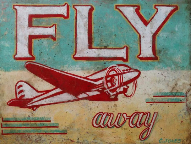 Fly Away Airplane Metal Sign