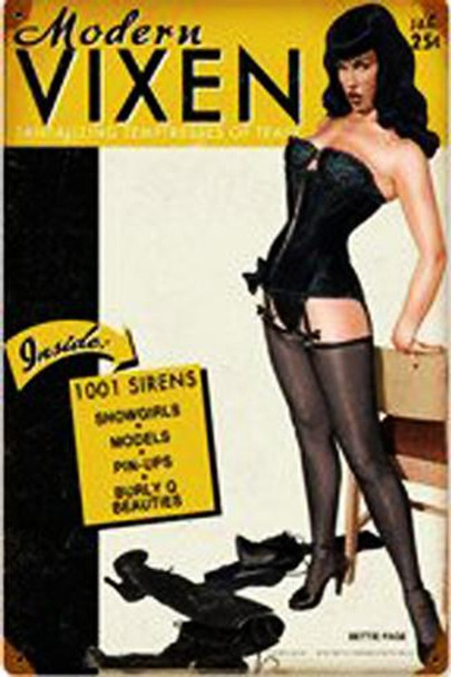 Modern Vixen Pin-Up Metal sign DISC