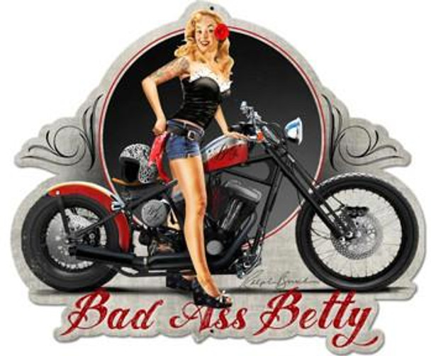 Bad Ass Betty Plasma Cut Pin-Up Metal Sign