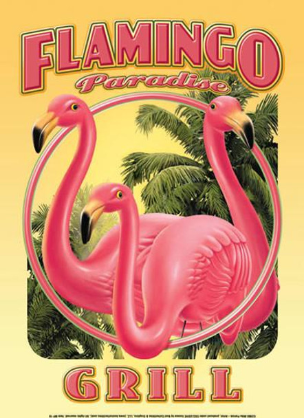 Flamingo Paradise Grill Metal Sign