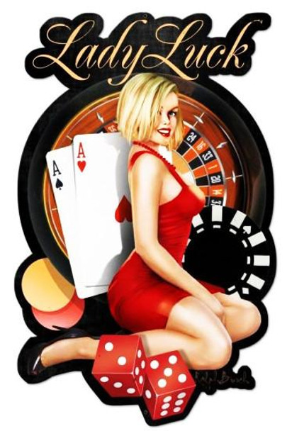 Lady Luck Laser Cut Pin-Up Metal Sign