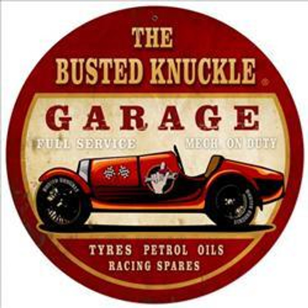 Busted Knuckle Old Car Race Car (14" round)