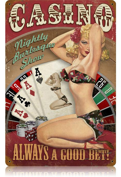 Casino Pin-Up Metal Sign