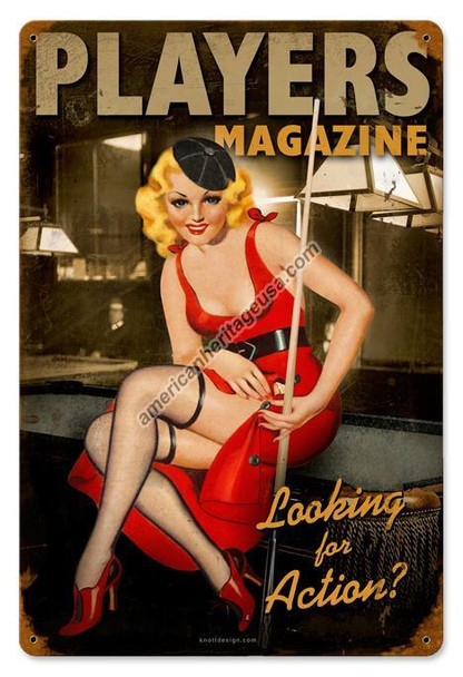 Players Magazine Pin-Up Metal Sign