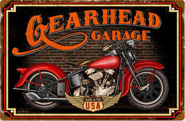 Gearhead Garage Vintage Metal Sign