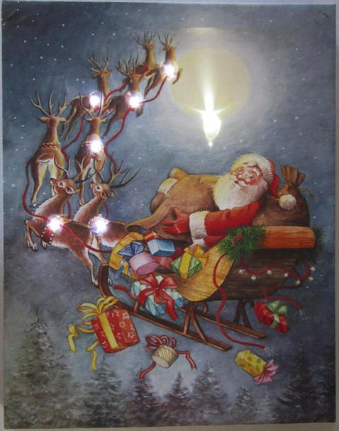 Santa Sleigh LED Canvas