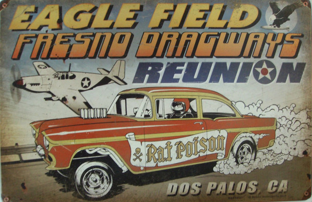 Eagle Field Fresno Dragways Metal Sign