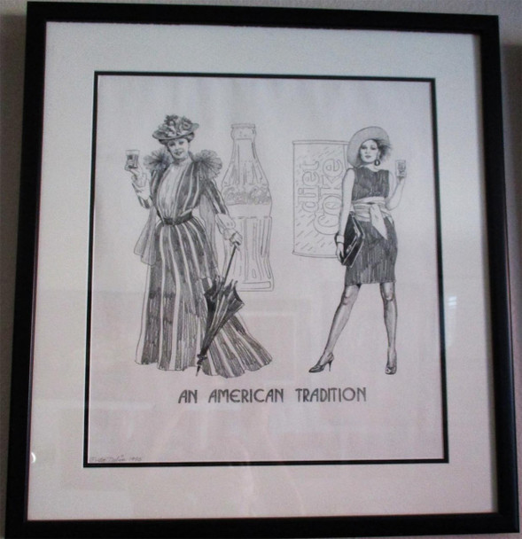 Lee Dubin Framed Original Pencil Sketch "Coca-Cola American Tradition"