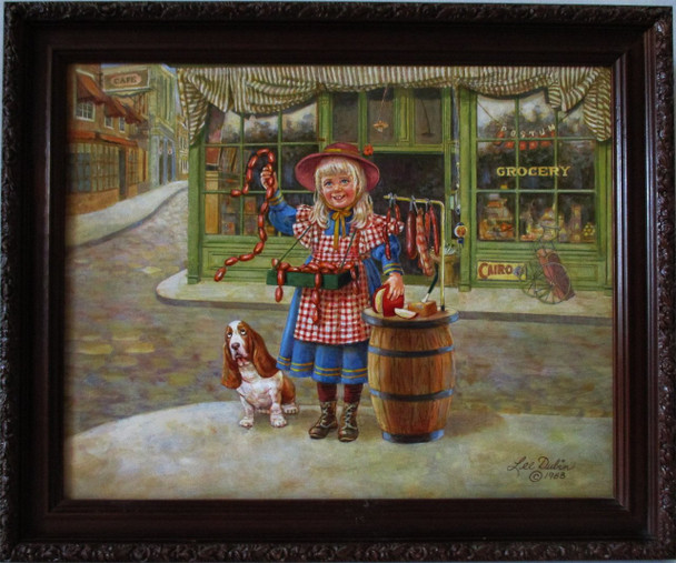 Lee Dubin Framed Original Painting "Fresh Meat Peddler"