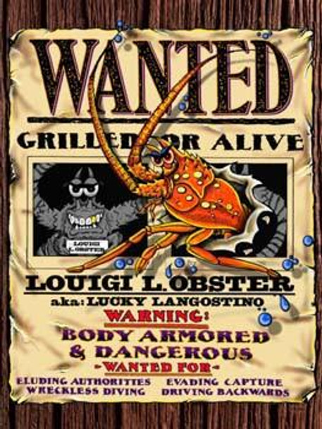 Wanted-Louigi Lobster Metal Sign