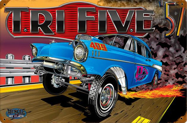 Chevy Tri Five 57 Vintage Metal Sign