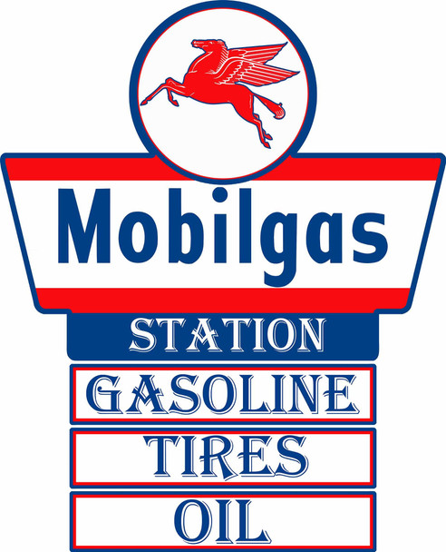 Mobilgas Station Plasma Cut Metal Sign with Plagues