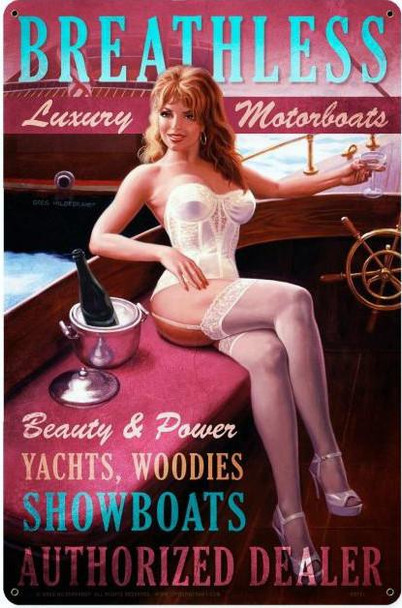 Breathless Luxury Watercraft Pin-Up Metal Sign