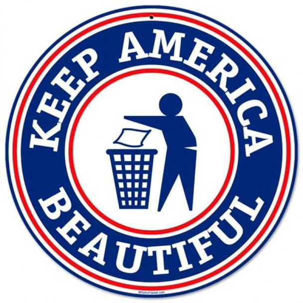 Keep America 14" Round Metal Sign