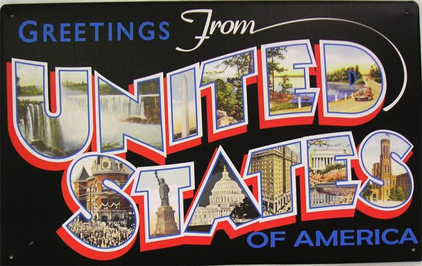 Greetings From United States Of America Metal Sign