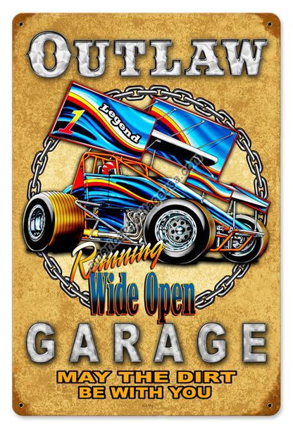 Outlaw Garage Metal Sign