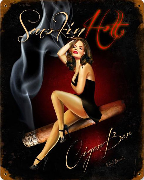 Smokin Hot Cigar Bar Metal Sign