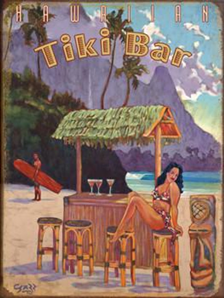 Tiki Bar Metal Sign