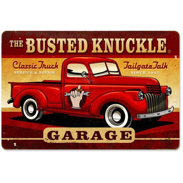 Busted Knuckle Classic Truck Metal Sign