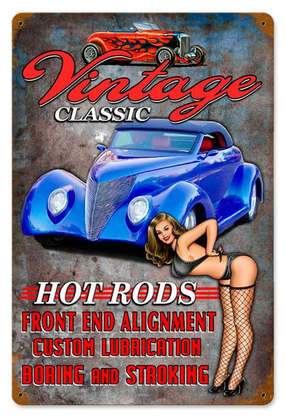 Vintage Classic Hot Rods Pin-Up Metal Sign