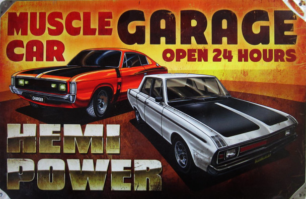 Muscle Car Garage Metal Sign