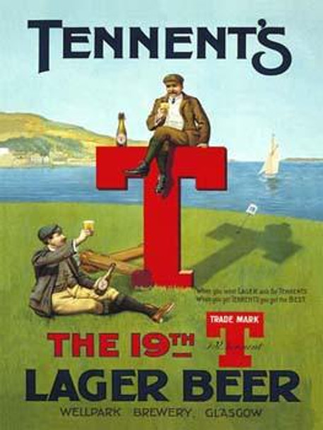 Tennent's T Lager Beer Metal Sign