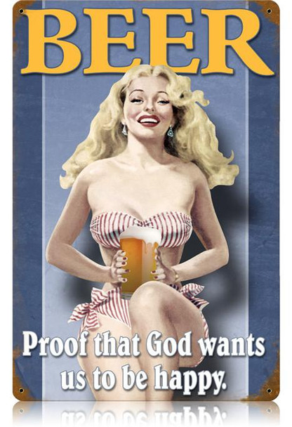 Beer  Pin-Up Metal Sign