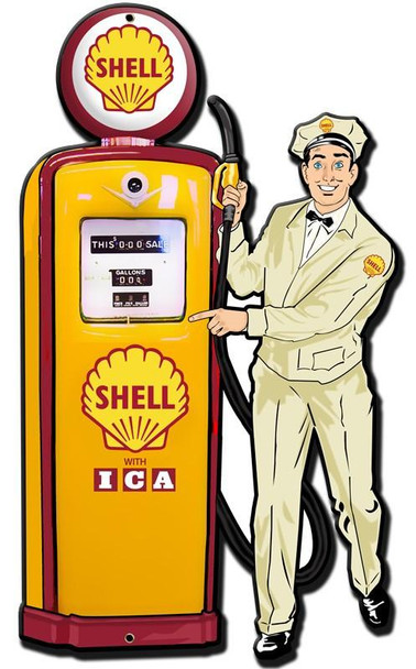 Shell Gas Station Attendant ( laser cut ) Metal Sign