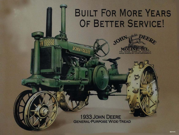 1933 John Deere Metal Sign