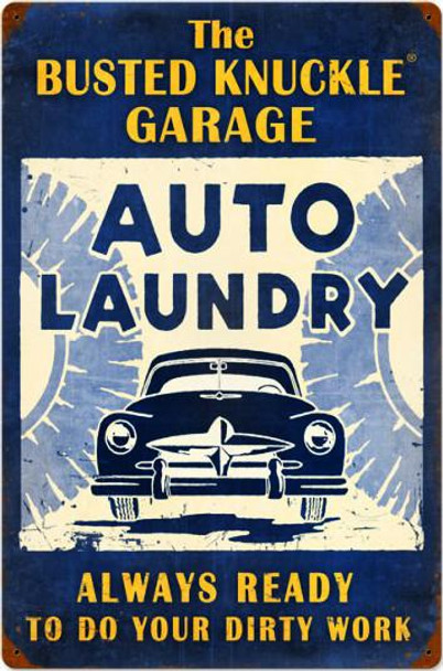 Auto Laundry Vintage (24" by 16" metal sign)