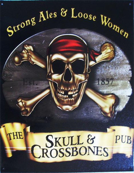 The Skull & Crossbones (Disc) Metal Sign