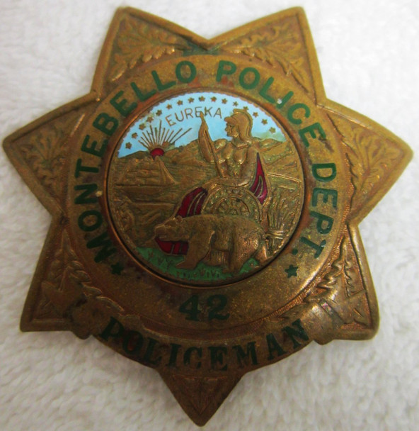 Montebello Police Dept Badge #42  Policeman