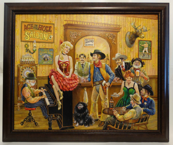 Bentley's Western Saloon by Lee Dubin Framed Original Painting