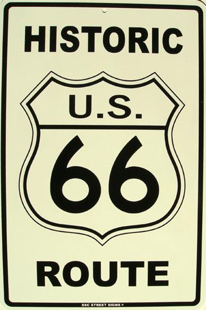 Historic U.S. 66 Route Aluminum Sign