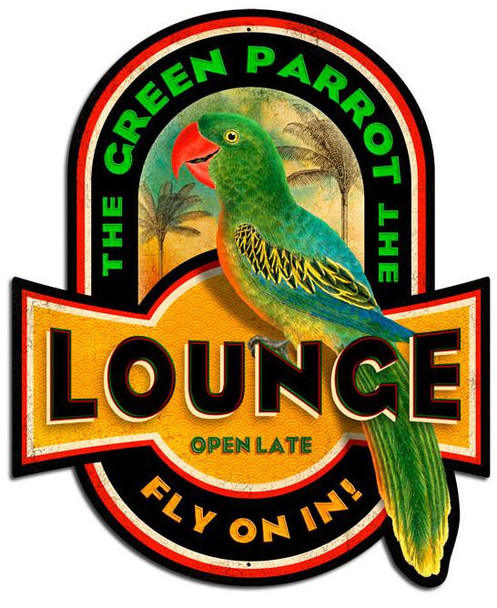 Green Parrot Lounge Plasma Cut Sign