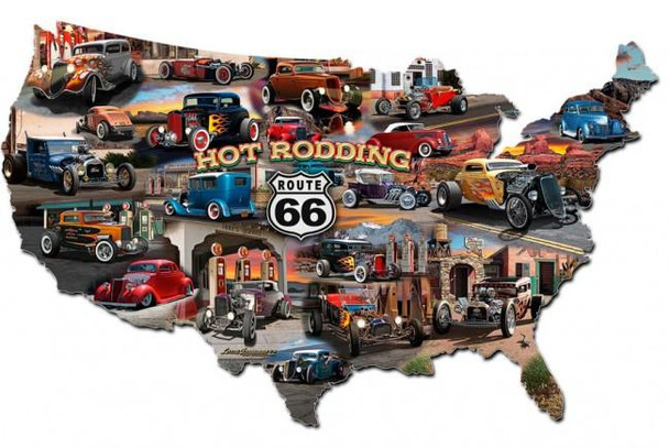 Hot Rodding Route 66 Plasma Cut Sign