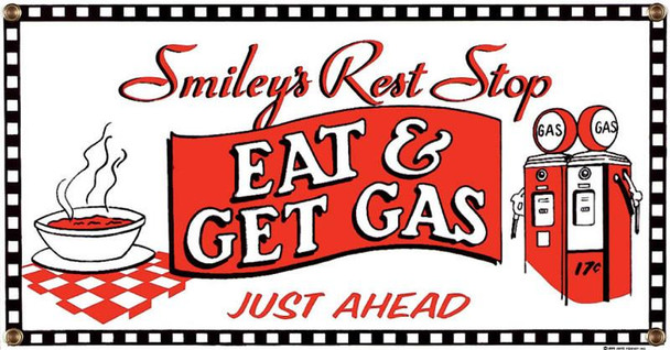 Eat & Get Gas Porcelain Sign