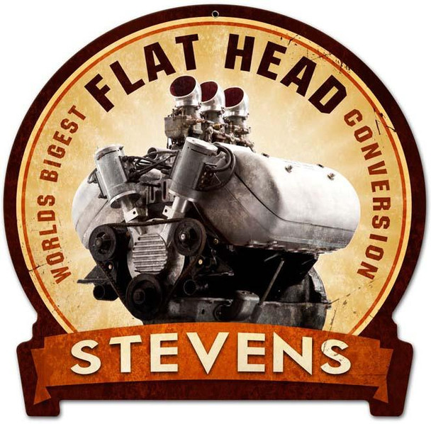 Flat Head Engine Round Banner