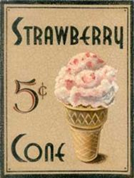 Strawberry Cone Metal Sign