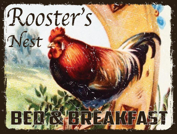 Rooster's Nest Metal Sign