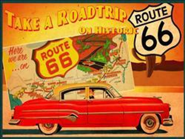 Take Route 66 Roadtrip Metal Sign