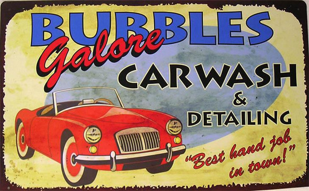 Bubbles Car Wash Metal Sign