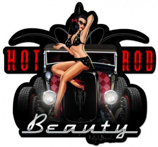 Hot Rot Beauty Pin-Up Plasma Cut Metal Sign