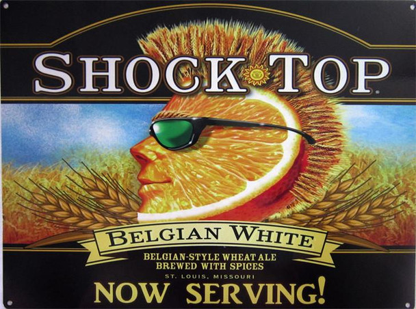 Shock Top Belgian White Metal Sign