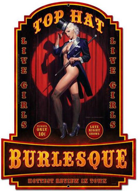 Top Hat Burlesque Pin-Up Plasma Cut Metal Sign