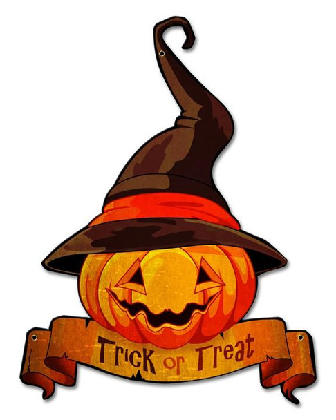 Trick or Treat Jack O'Lantern Plasma Metal Sign