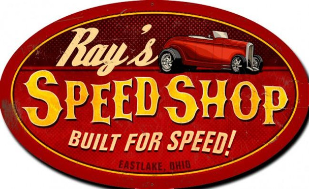 Speed Shop Personalized Oval Metal Sign 42" by 30"