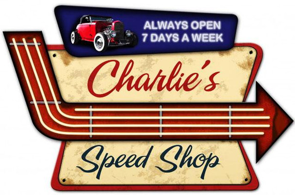 Speed Shop Personalized 3 D Plasma Cut Metal Sign