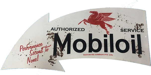 Mobiloil 18" Arrow Metal Sign