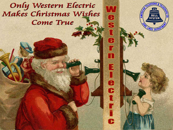 Making Christmas Wishes Come True Western Electric Phone Ad Metal Sign